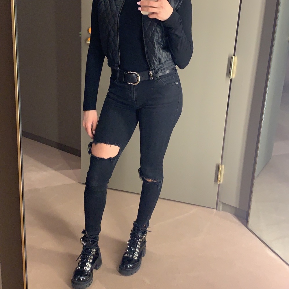 Free People Black Mid Rise Skinny Denim Jeans
